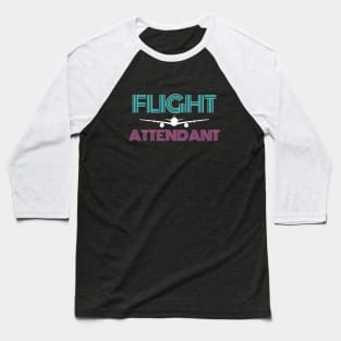 Flight Attendant Neon Baseball T-Shirt